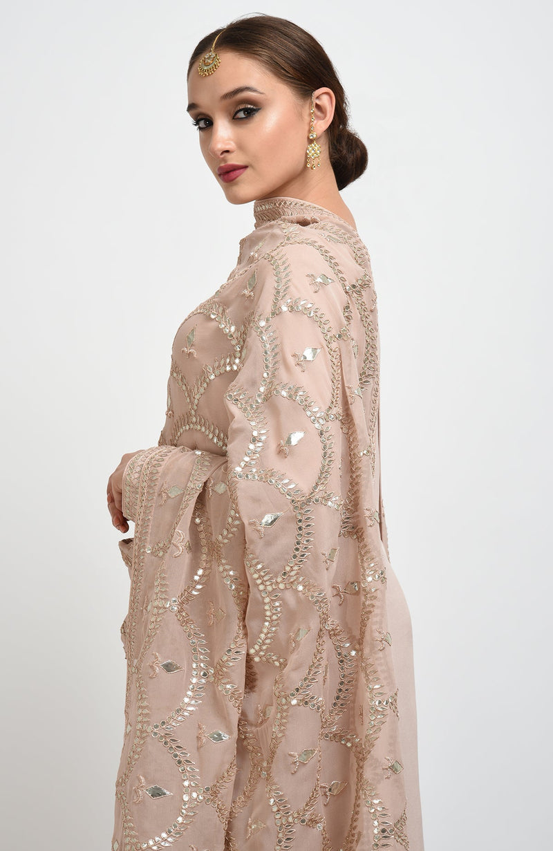 Oyster Pink Hand Embroidered Gota Patti Work Dupatta