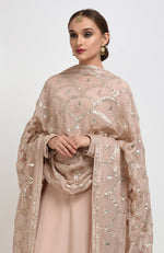 Oyster Pink Hand Embroidered Gota Patti Work Dupatta