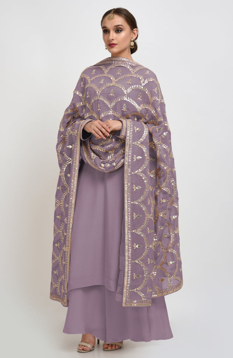 Rose Tan Gota Patti Hand Embroidered Suit