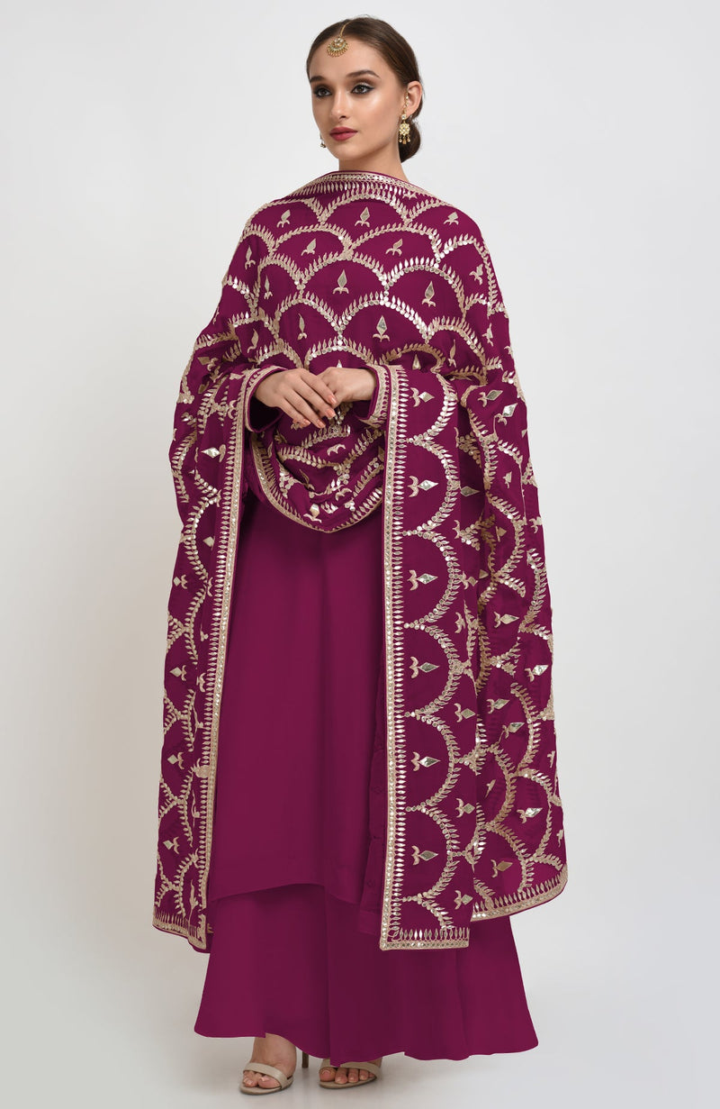 Rose Tan Gota Patti Hand Embroidered Suit