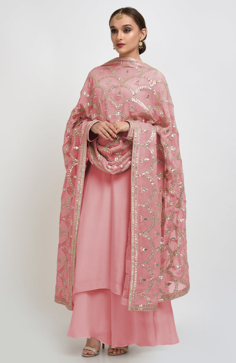 Rose Tan Gota Patti Hand Embroidered Suit