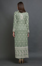 Desert Sage Chikankari Embroidered Jacket Suit