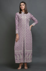 Elderberry Chikankari Embroidered Jacket Suit