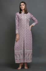 Desert Sage Chikankari Embroidered Jacket Suit