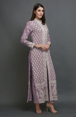 Elderberry Chikankari Embroidered Jacket Suit
