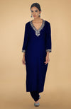 Electric Blue Kashmiri Tilla Aari Embroidered Kurta Set