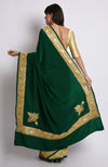 Emerald Kashmiri Tilla Embroidered Pure Crepe Saree