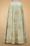 Sage Green Gold Tilla Aari Embroidered Raw Silk Lehenga Set