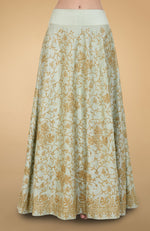Sage Green Gold Tilla Aari Embroidered Raw Silk Lehenga Set