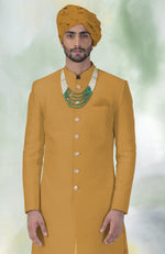 Gold Micro-Quilted Silk Sherwani