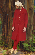 Gold Micro-Quilted Silk Sherwani