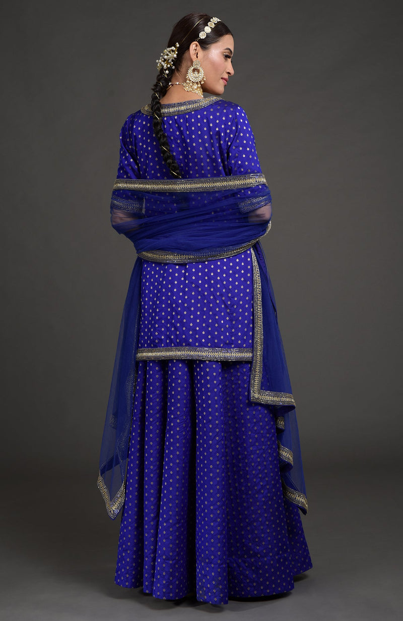 Royal Blue Benarasi Weave Zardozi Dupatta