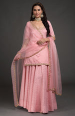 Strawberry Pink Benarasi zardozi embroidered lehenga set