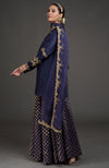 Eclipse Blue Benares Weave Zardozi Embroidered Lehenga Set