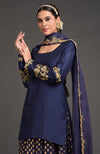 Eclipse Blue Benares Weave Zardozi Embroidered Lehenga Set