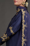 Eclipse Blue Benares Weave Zardozi Embroidered Lehenga Set