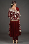 Masterpiece Maroon Floral Parsi Gara Hand Embroidered Dupatta