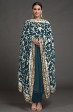 Masterpiece Maroon Floral Parsi Gara Hand Embroidered Dupatta