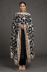 Masterpiece Maroon Floral Parsi Gara Hand Embroidered Dupatta