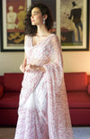 Pink Shower Sequin & Beads Hand Embroidered Saree