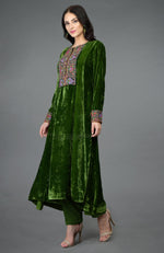 Courtyard Green Kashmiri Kashidakari Hand Embroidered Kurta Set