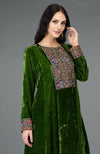 Courtyard Green Kashmiri Kashidakari Hand Embroidered Kurta Set