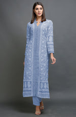 Peanut Butter Chikankari Embroidered Jacket Set