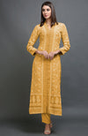 Peanut Butter Chikankari Embroidered Jacket Set