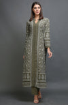 Peanut Butter Chikankari Embroidered Jacket Set