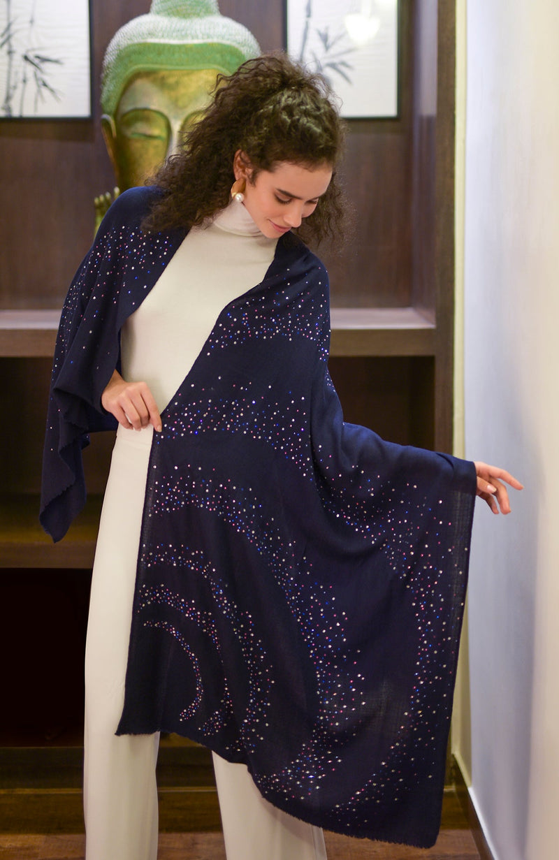 Ira Eclipse Starry Night Swarovski Pure Cashmere Stole