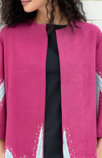 Fuchsia-Purple Embroidered Swarovski Kimono Jacket