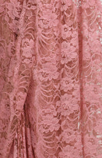 Peach Rose French Chantilly Lace Saree Set