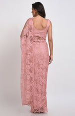 Old Rose  French Chantilly Lace Saree Set
