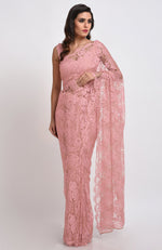 Old Rose  French Chantilly Lace Saree Set