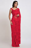 Temptation Red Chantilly Lace Saree Set