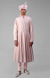Barely Pink Chikankari Embellished Bandhgala & Angarkha kurta set