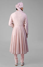 Barely Pink Chikankari Embellished Bandhgala & Angarkha kurta set