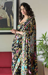 Masterpiece Black Parsi Gara Hand Embroidered Saree