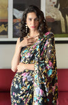 Masterpiece Black Parsi Gara Hand Embroidered Saree