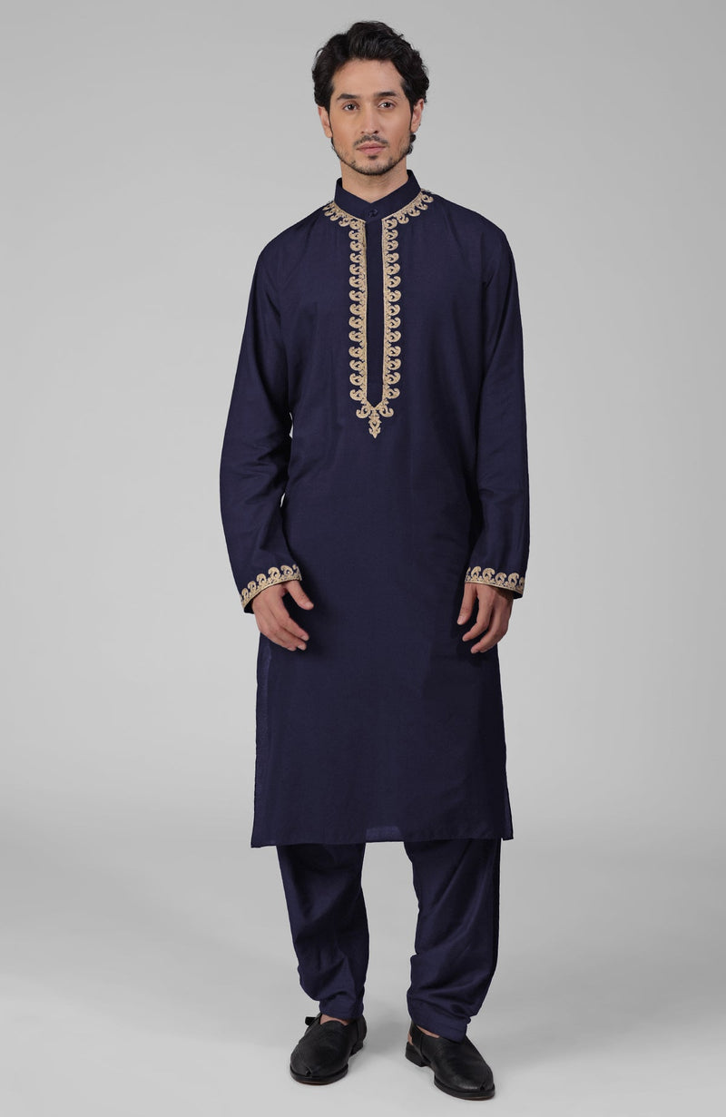 Maroon Kashmiri Tilla Hand Embroidered Kurta Set