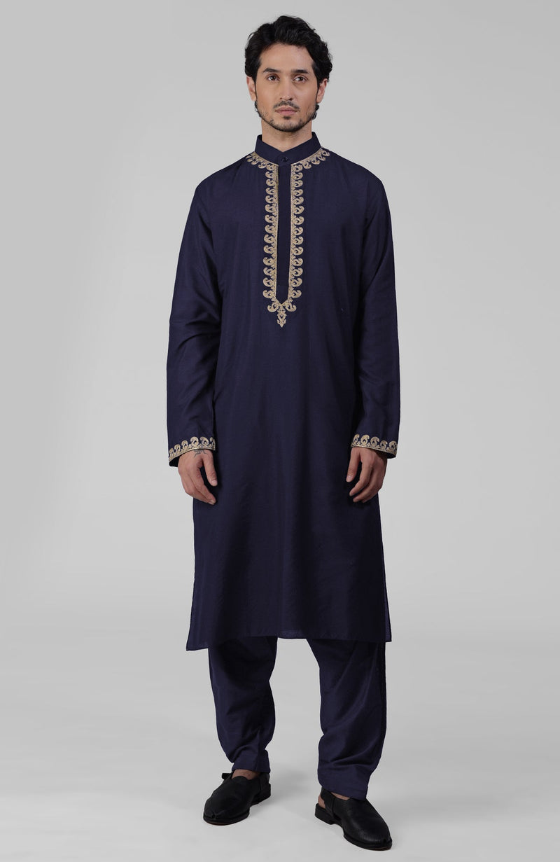 Emerald Green Kashmiri Tilla Hand Embroidered Kurta Set