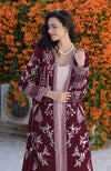 Maroon Parsi Gara Embroidered Jacket