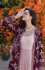 Maroon Parsi Gara Embroidered Jacket