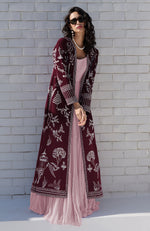 Maroon Parsi Gara Embroidered Jacket