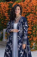 Navy Blue Parsi Gara Embroidered Jacket