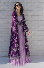 Purple Parsi Gara Embroidered Jacket Set