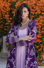 Purple Parsi Gara Embroidered Jacket Set