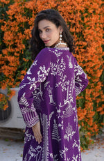 Purple Parsi Gara Embroidered Jacket Set