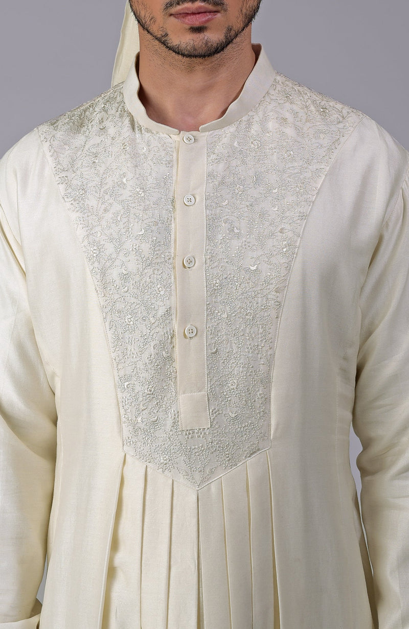 Ivory Chikankari Embroidered Peshwa Kurta Set