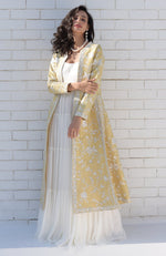 Gold-Ivory Parsi Gara Embroidered Jacket